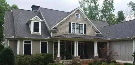 After photo of asphalt shingle roof after soft washing in Winder Georgia